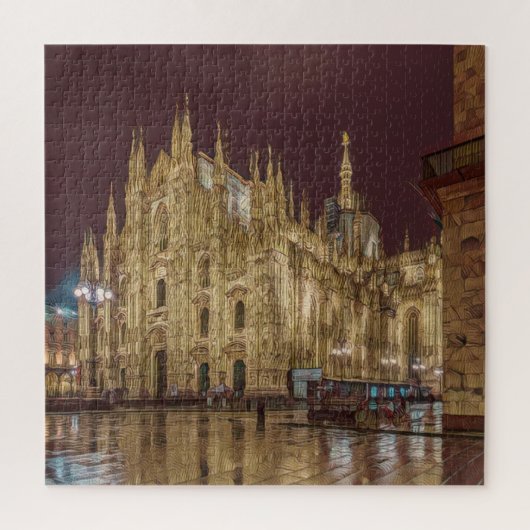 Mailand - Piazza Duomo - Domplatz - Nacht Puzzle (Vertikal)
