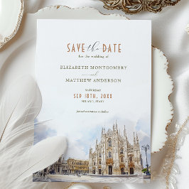 Mailand Zielort Save the Date Duomo Wasserfarbe Einladung