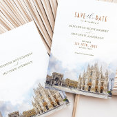 Mailand Zielort Save the Date Duomo Wasserfarbe Einladung