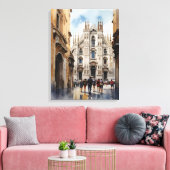Mailänder Aquarellkunst Leinwanddruck (Insitu (Wohnzimmer))