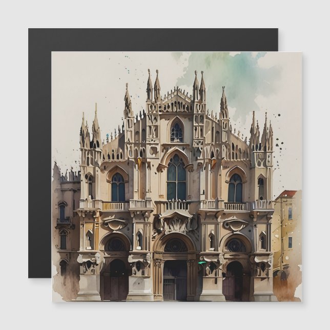 Mailänder Aquarellkunst Magnetkarte (Vorne/Hinten)