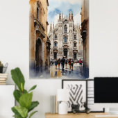 Mailänder Aquarellkunst Poster (Heimbüro)