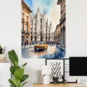 Mailänder Aquarellkunst Poster (Heimbüro)