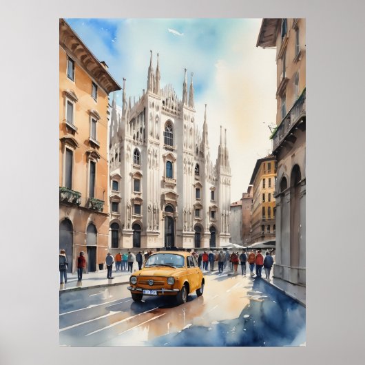 Mailänder Aquarellkunst Poster (Vorne)