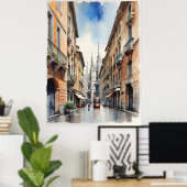 Mailänder Aquarellkunst Poster (Heimbüro)