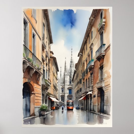 Mailänder Aquarellkunst Poster (Vorne)