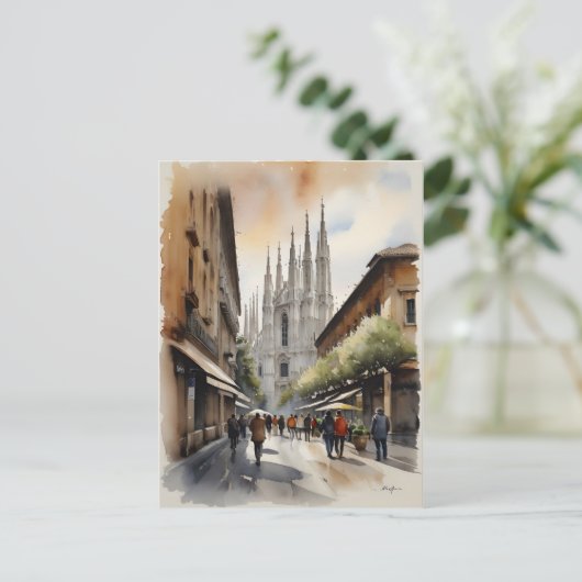 Mailänder Aquarellkunst Postkarte (Stehend Vorderseite)