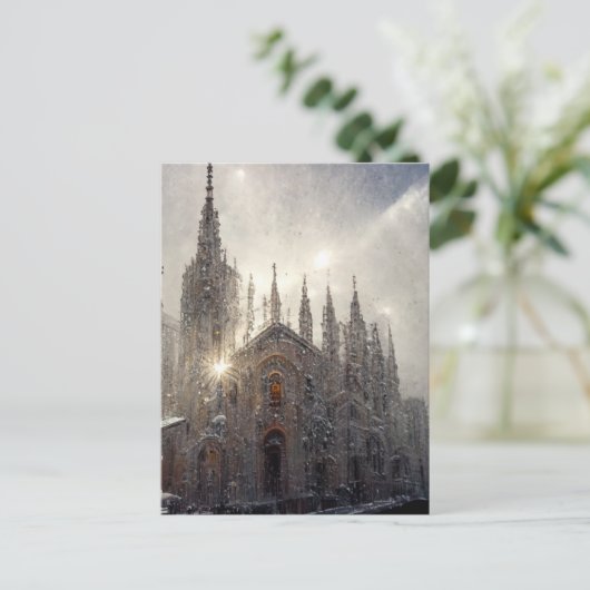 Mailänder Duomo im Schnee Postkarte (Stehend Vorderseite)