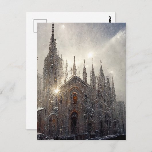 Mailänder Duomo im Schnee Postkarte (Vorne/Hinten)