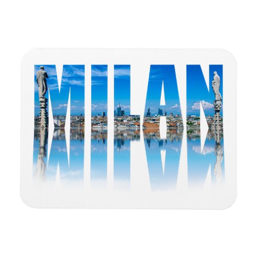 Mailänder Label aus der Skyline Mailands in Italie Magnet (Horizontal)