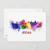 Mailänder Skyline in Aquarellfarbe Postkarte (Vorne/Hinten)