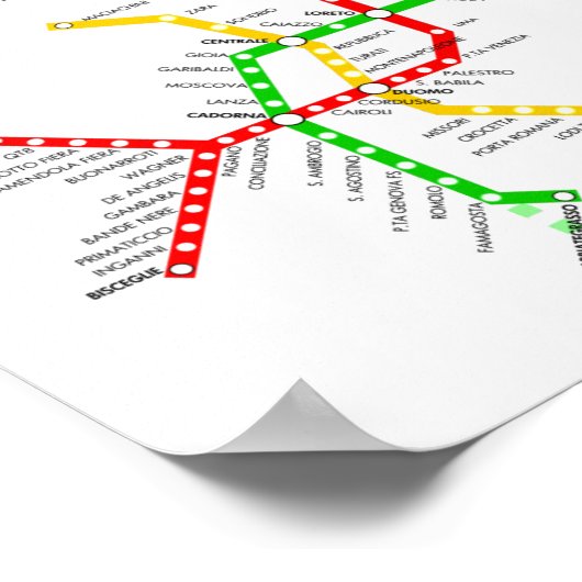 Mailänder U-Bahn-Poster Poster (Ecke)