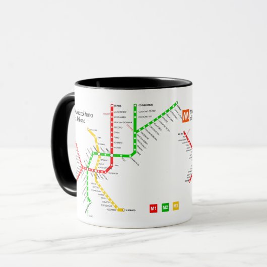 Mailänder U-Bahn-Tasse Tasse (Vorderseite Links)