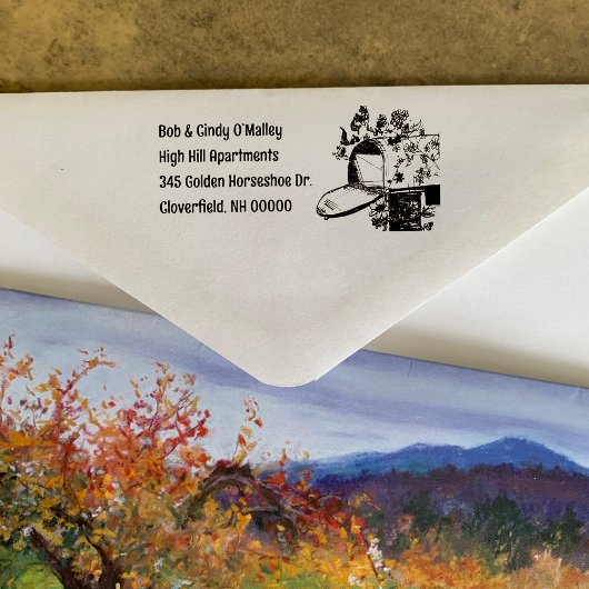 Mailbox-Illustration Rücksendeadresse Tinte-Briefm Gummistempel