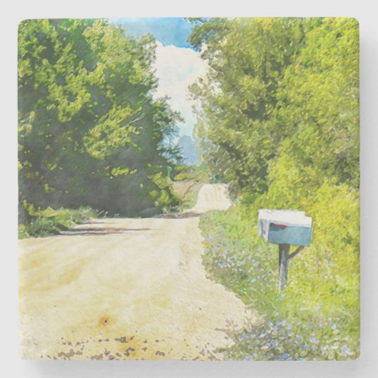 Mailbox mit Wildblumen Steinuntersetzer (Vorderseite)