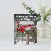 Mailbox Neue Zuhause Holiday Moving Ankündigung Postkarte (Stehend Vorderseite)