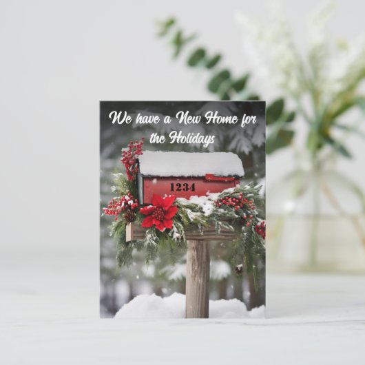 Mailbox Neue Zuhause Holiday Moving Ankündigung Postkarte (Stehend Vorderseite)