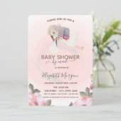Mailbox, Niedlich Stork Floral Baby Showroom Einladung (Stehend Vorderseite)