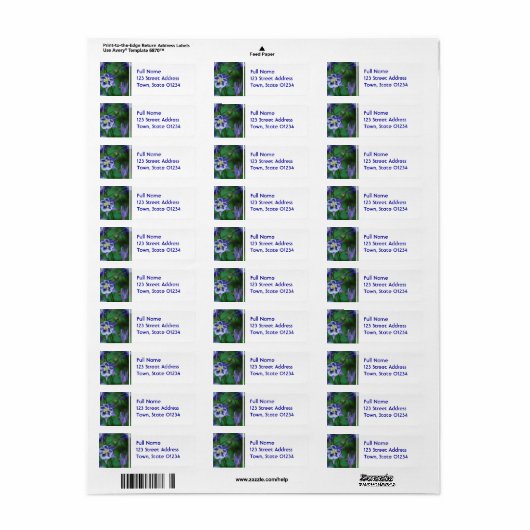 Mailing-Label für Blume in Blau und Weiß (Vorne)