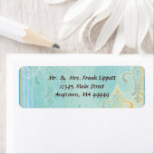 Mailing Labels - Fleur di Lys Damask 2 Blau (Insitu)