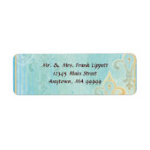 Mailing Labels - Fleur di Lys Damask 2 Blau (Vorne)