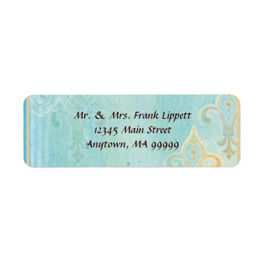 Mailing Labels - Fleur di Lys Damask 2 Blau (Vorne)