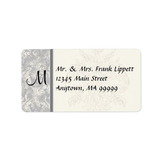 Mailing Labels - Fleur di Lys Damask - grau Adressaufkleber (Vorne)