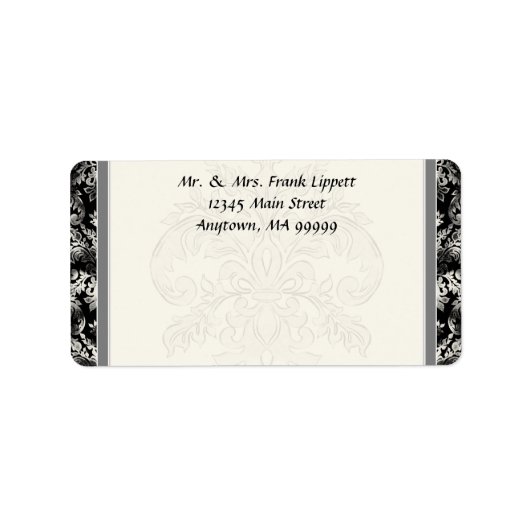 Mailing Labels - Fleur di Lys Damask - Schwarz Adressaufkleber (Vorne)