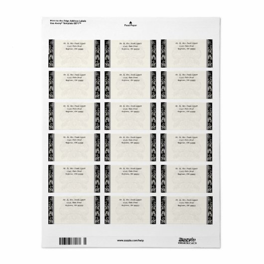 Mailing Labels - Fleur di Lys Damask - Schwarz Adressaufkleber (Vorne)