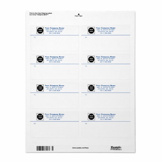 Mailing-Labels für Blue Custom Business-Logos (Vorne)