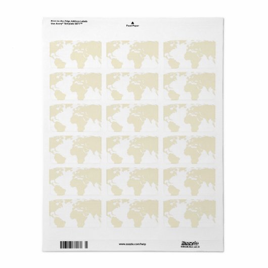 Mailing Labels - Gold World Map Adressaufkleber (Vorne)
