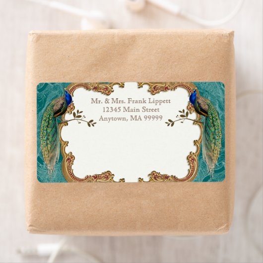 Mailing Labels - Golden Peacock & Calligraphy (Insitu)