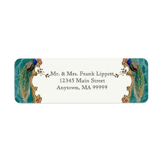 Mailing Labels - Golden Peacock & Calligraphy (Vorne)