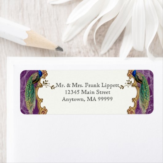 Mailing Labels - Golden Peacock & Calligraphy (Insitu)