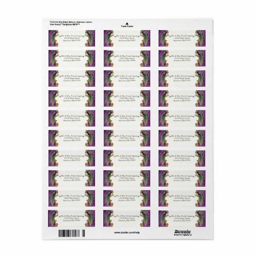 Mailing Labels - Golden Peacock & Calligraphy (Vorne)