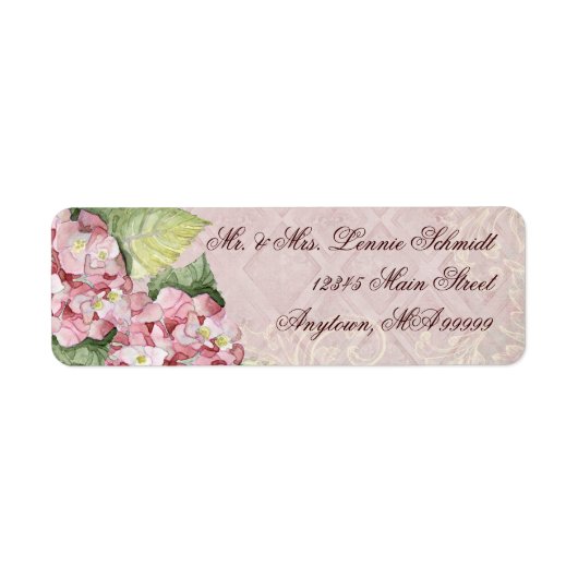 Mailing Labels - Pink Hydrangea Swirl passend (Vorne)