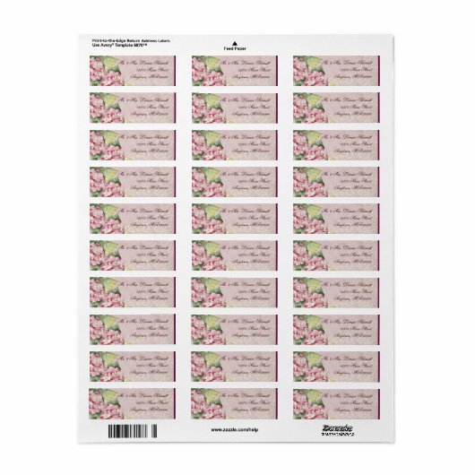 Mailing Labels - Pink Hydrangea Swirl passend (Vorne)