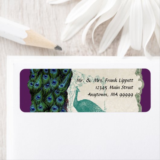 Mailing Labels - Vintag Peacock & Feathers 5 (Insitu)