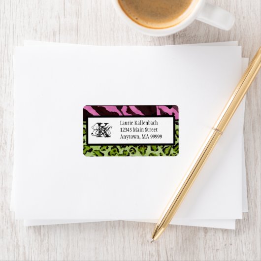 Mailing Labels - Zebra 'n Leopard Mit Monogramm Adressaufkleber (Insitu)