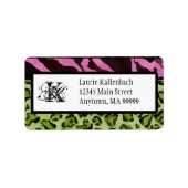 Mailing Labels - Zebra 'n Leopard Mit Monogramm Adressaufkleber (Vorne)