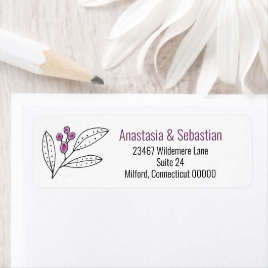 Mailing Minimalistischer Lila Berries-Blätter (Insitu)