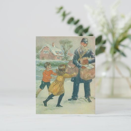 Mailman & Children Postkarte (Stehend Vorderseite)