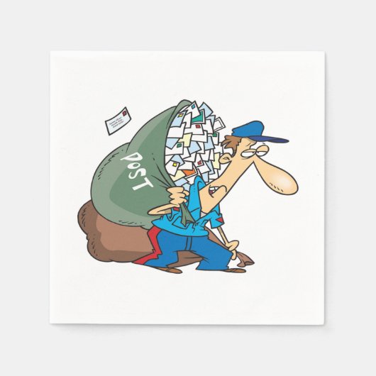Mailman, der ein großes Sackpapier mit Napkins trä Serviette (Vorderseite)