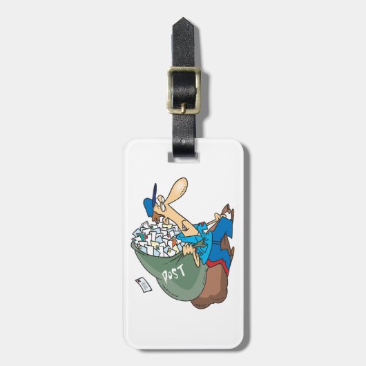 Mailman, der einen großen Sack trägt Gepäckanhänger (Vorderseite vertikal)