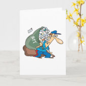 Mailman, der einen großen Sack trägt Karte (Gelbe Blume)