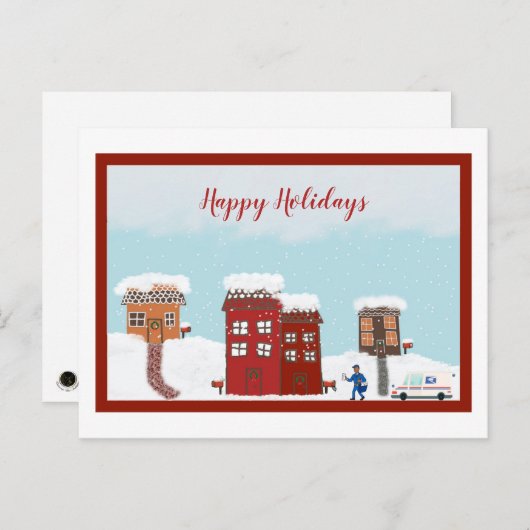 Mailman Happy Holidays Postkarte (Vorne/Hinten)