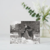 Mailman im Schnee, 1922 Postkarte (Stehend Vorderseite)