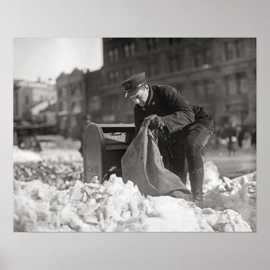 Mailman im Schnee, 1922. Vintages Foto Poster (Vorne)