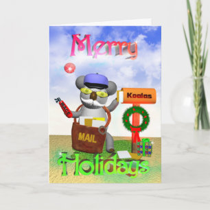 Mailman Koala Merry Holidays Feiertagskarte