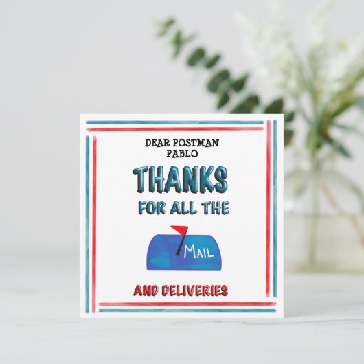 Mailman | Postman Vielen Dank für alle Nachrichten Dankeskarte (Stehend Vorderseite)